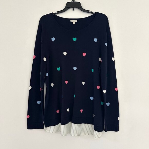 Talbots Womens Heart Knit Sweater Size 3X Multicolor Crewneck Preppy Valentines - Picture 1 of 6